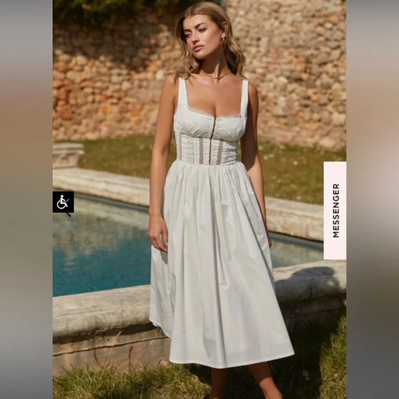 House of CB 'Perle' White Lace Trim Midi Dress size XS‎ - Picture 12 of 16